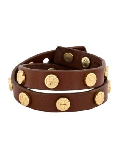 Pre-owned Tory Burch Leather Studded Wrap Bracelet In Multicolor
