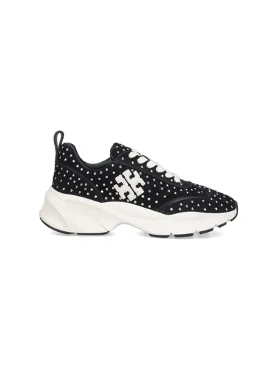 Tory Burch Leather Suede Sneakers For Women In Black