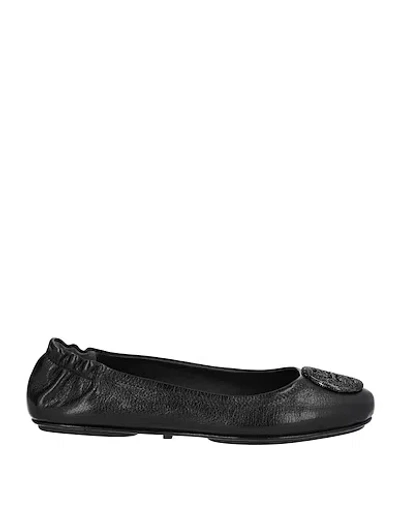 Tory Burch Leather Tag Ballet Flats In Black