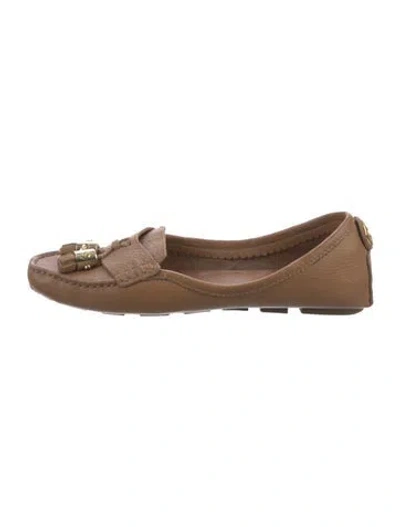 Pre-owned Tory Burch Leather Tassel Accents Loafers In Brown
