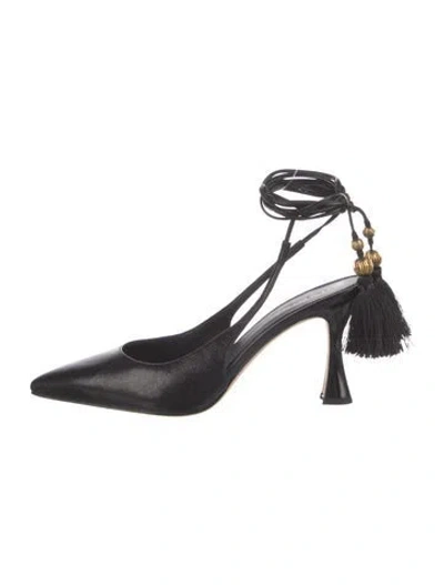 Pre-owned Tory Burch Leather Tassel Accents Pumps In Black