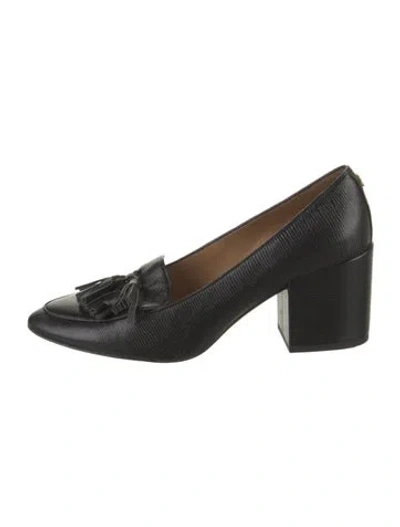 Pre-owned Tory Burch Leather Tassel Accents Pumps In Black