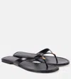 Tory Burch 'classic' Black Flip Flop Sandals With Logo Plaque And Thong Strap In Black