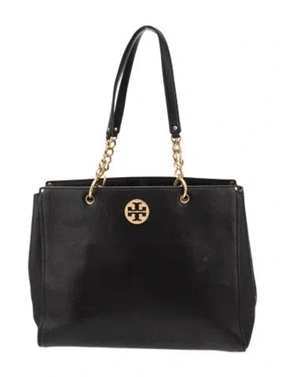 Pre-owned Tory Burch Leather Top Handle Bag In Black
