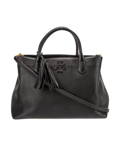 Pre-owned Tory Burch Leather Top Handle Bag In Black