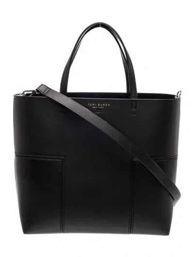Pre-owned Tory Burch Leather Top Handle Bag In Black