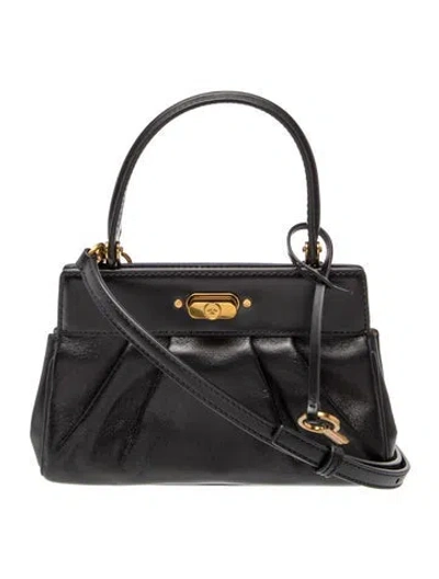 Pre-owned Tory Burch Leather Top Handle Bag In Black