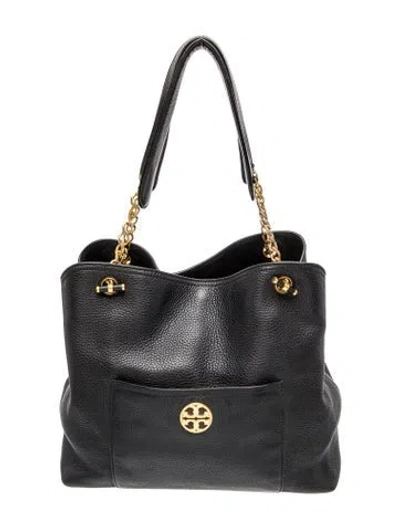 Pre-owned Tory Burch Leather Top Handle Bag In Black
