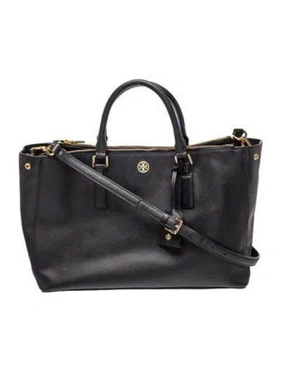 Pre-owned Tory Burch Leather Top Handle Bag In Black