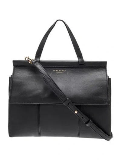 Pre-owned Tory Burch Leather Top Handle Bag In Black