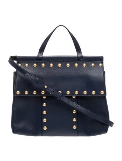 Pre-owned Tory Burch Leather Top Handle Bag In Blue