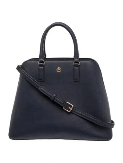 Pre-owned Tory Burch Leather Top Handle Bag In Blue