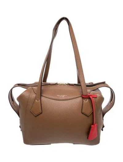 Pre-owned Tory Burch Leather Top Handle Bag In Brown