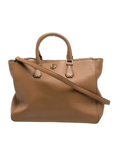 Pre-owned Tory Burch Leather Top Handle Bag In Brown