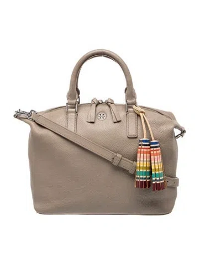Pre-owned Tory Burch Leather Top Handle Bag In Grey
