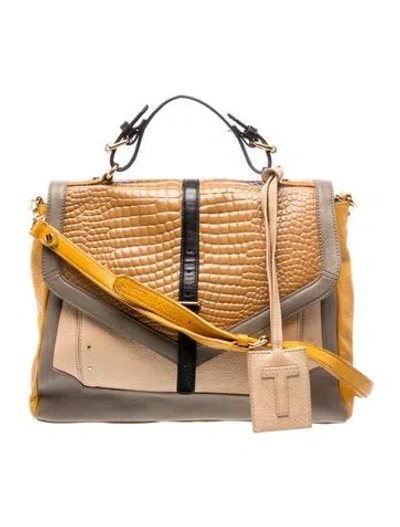 Pre-owned Tory Burch Leather Top Handle Bag In Neutral