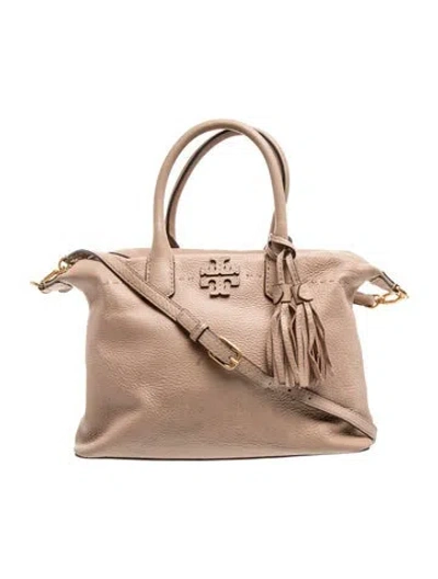 Pre-owned Tory Burch Leather Top Handle Bag In Neutrals