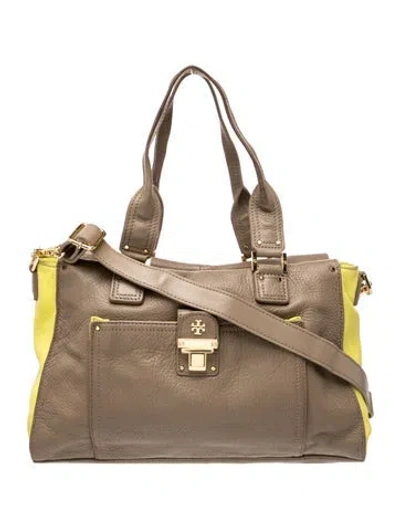 Pre-owned Tory Burch Leather Top Handle Bag In Neutrals