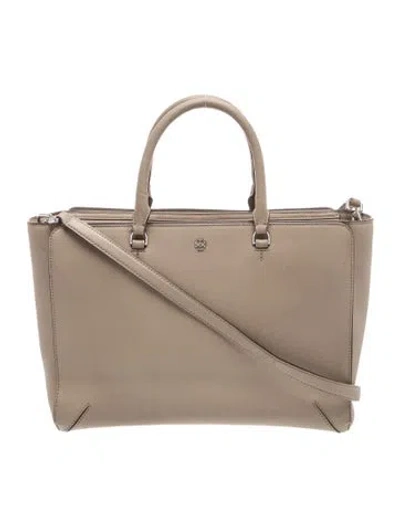 Pre-owned Tory Burch Leather Top Handle Bag In Neutrals