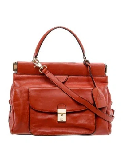 Pre-owned Tory Burch Leather Top Handle Bag In Orange