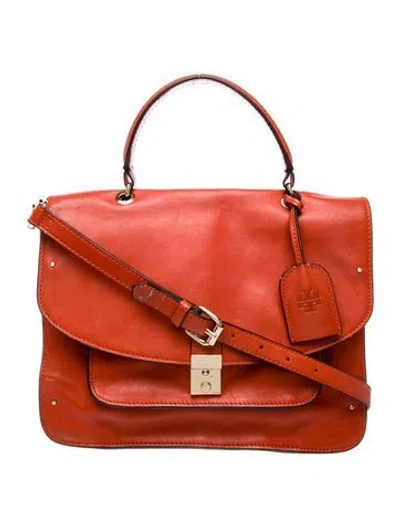 Pre-owned Tory Burch Leather Top Handle Bag In Orange