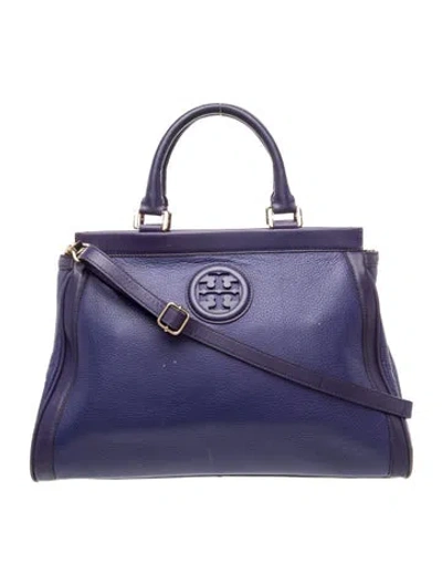 Pre-owned Tory Burch Leather Top Handle Bag In Purple