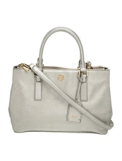 Pre-owned Tory Burch Leather Top Handle Bag In Silver
