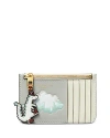 TORY BURCH LEATHER TOP ZIP CARD CASE