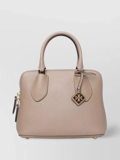 Tory Burch Leather Tote Bag With Detachable Strap And Top Handle In Brown