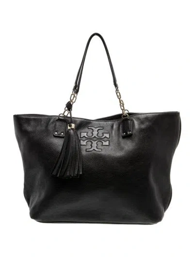 Pre-owned Tory Burch Leather Tote In Black
