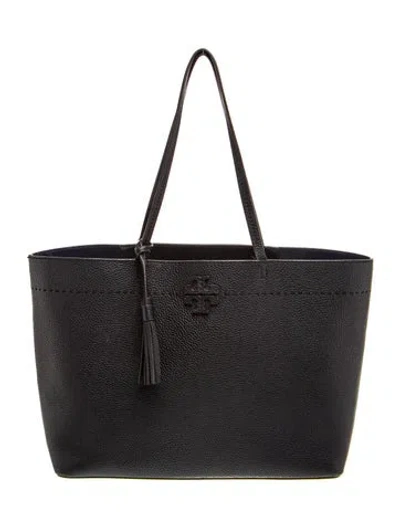 Pre-owned Tory Burch Leather Tote In Black