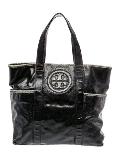 Pre-owned Tory Burch Leather Tote In Black