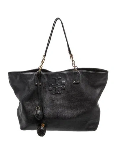 Pre-owned Tory Burch Leather Tote In Black
