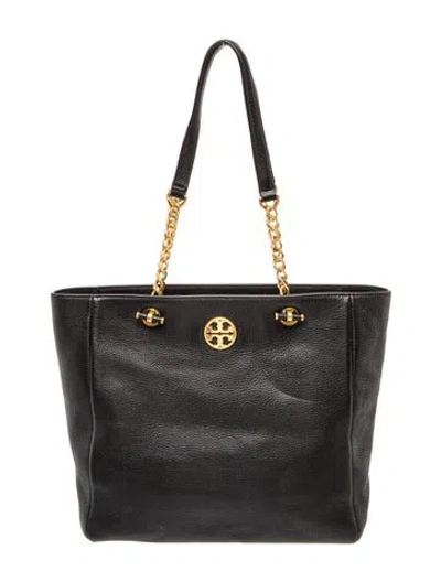 Pre-owned Tory Burch Leather Tote In Black