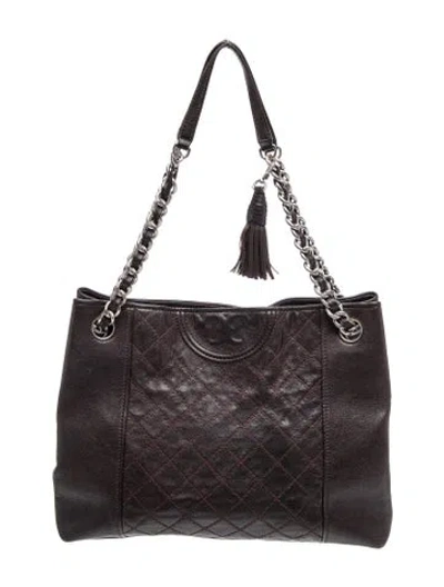Pre-owned Tory Burch Leather Tote In Black