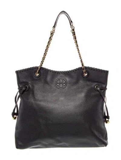 Pre-owned Tory Burch Leather Tote In Black