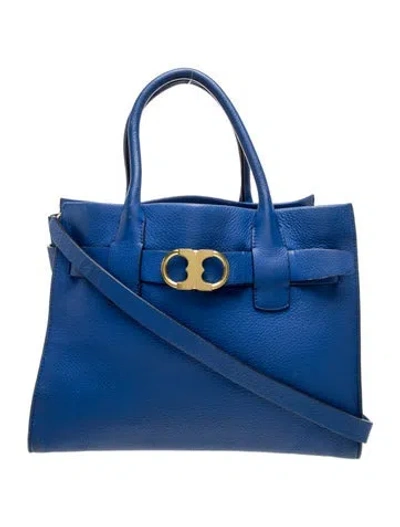 Pre-owned Tory Burch Leather Tote In Blue