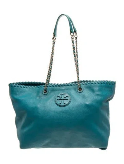 Pre-owned Tory Burch Leather Tote In Blue