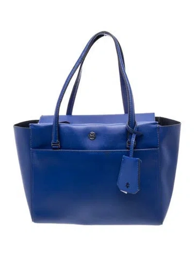 Pre-owned Tory Burch Leather Tote In Blue