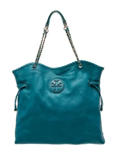 Pre-owned Tory Burch Leather Tote In Blue