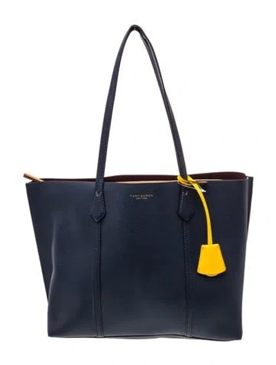 Pre-owned Tory Burch Leather Tote In Blue