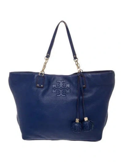 Pre-owned Tory Burch Leather Tote In Blue
