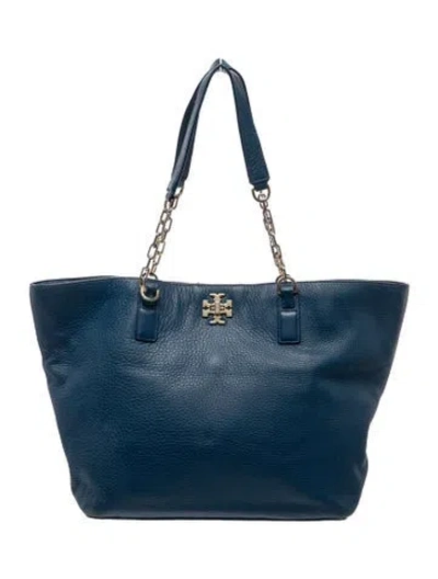 Pre-owned Tory Burch Leather Tote In Blue