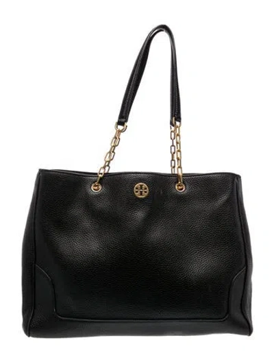 Pre-owned Tory Burch Leather Tote In Blue