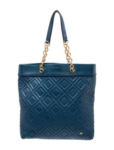 Pre-owned Tory Burch Leather Tote In Blue