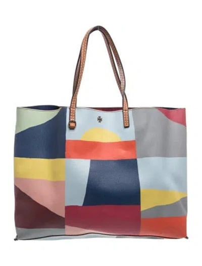 Pre-owned Tory Burch Leather Tote In Blue
