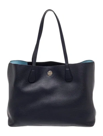 Pre-owned Tory Burch Leather Tote In Blue
