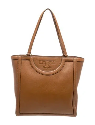 Pre-owned Tory Burch Leather Tote In Brown