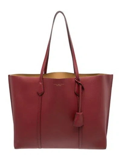 Pre-owned Tory Burch Leather Tote In Burgundy