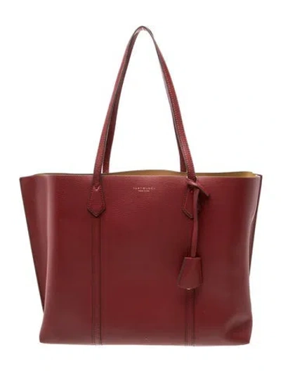 Pre-owned Tory Burch Leather Tote In Burgundy